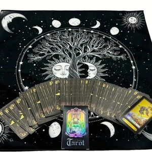 Mystical Black and White Tarot Set with Bag